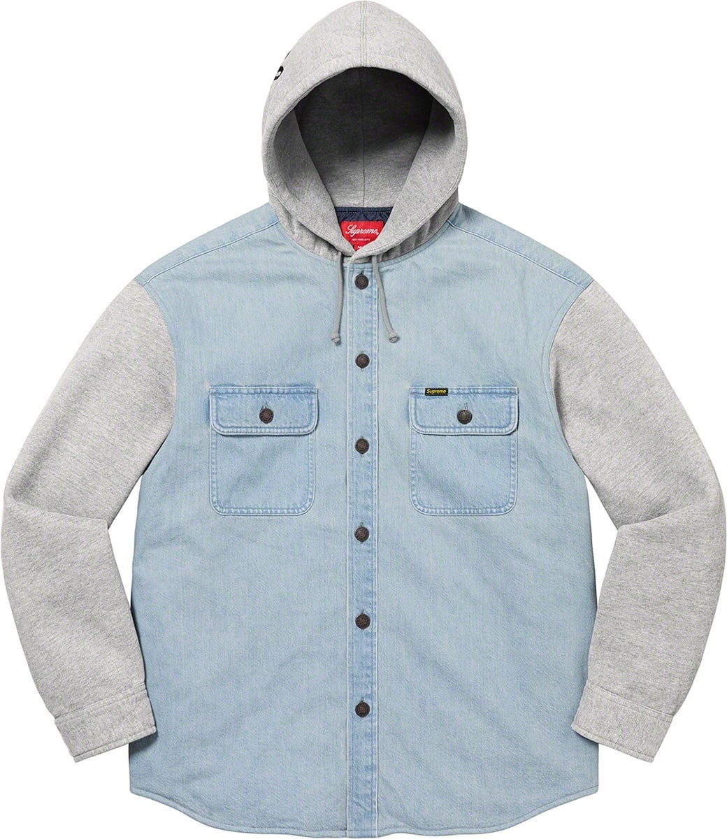 Fleece Hooded Denim Shirt view 9